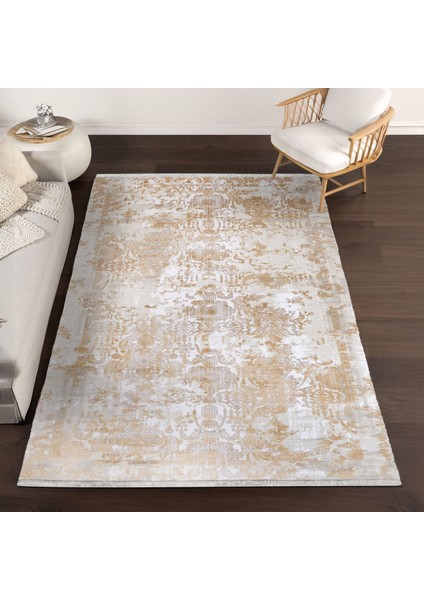 Gold Klasik Etnik Modern Desenli Pamuk Makinada Yıkanabilir Hav Toz Vermez Leke Tutmayan Kaymaz Taban Dijital Makine Baskı Salon Yolluk Mutfak Halı fiyatları