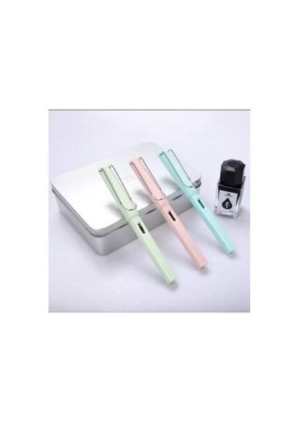 3 Parça Pastel Renk Dolma Kalem Seti - Pembe, Yeşil, Mavi (13 cm x 1 cm)
