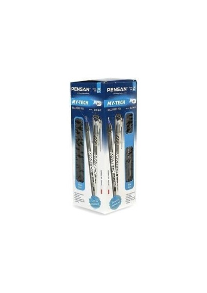 My-Tech Mavi Tükenmez Kalem - 25 Adet, 0.7 mm Uç Kalınlığı, Renkli ve Şeffaf Tasarım fiyatları