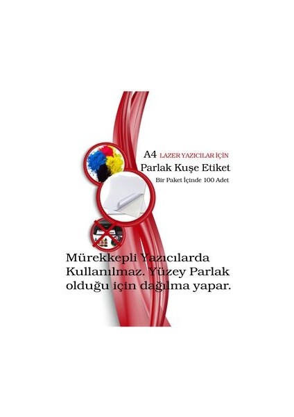 Yapışkanlı Etiket 100 Adet Beyaz Parlak Kuşe A4 Ofis ve Baskı Kullanımına Uygun fırsatları