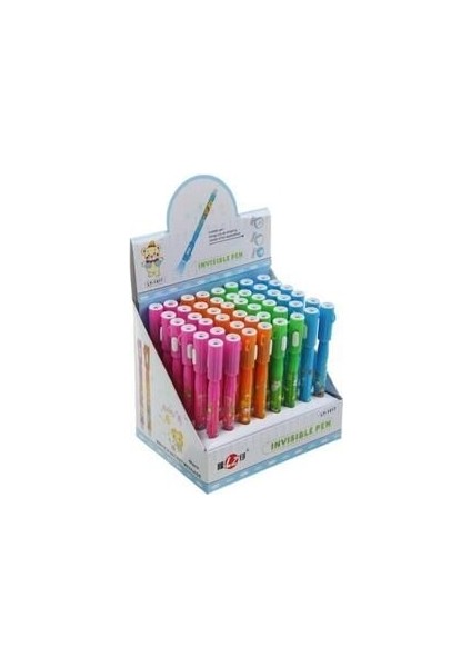 4 Adet Olgun Görünmez Işıklı Kalem - Canlı Renkler, 13 cm x 1,5 cm, Sevimli Karikatür Deseni