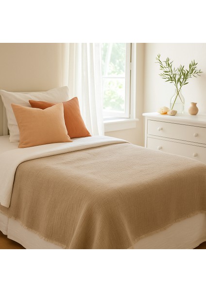 HB&Victory Müslin 6 Katlı %100 Pamuk Yorgan Vizon Renk Tek Kişilik 170X260 Cm.