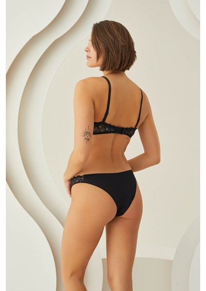 Siyah Easy Lace Desteksiz Straplez Takım modelleri