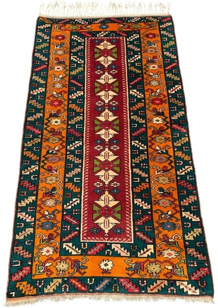 El Dokuma Sıfır Bozalan Milas Halısı 110X200 Kök Boya Yün Halı