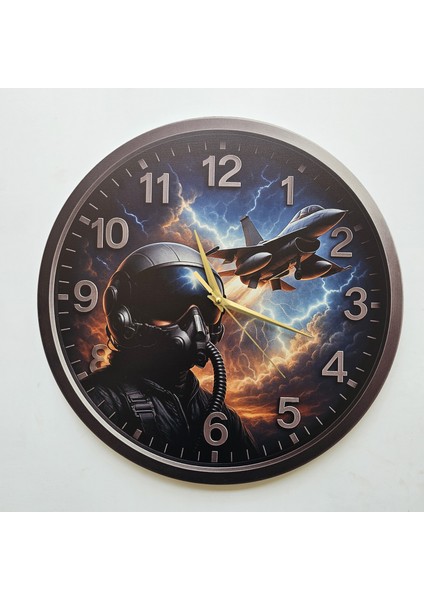 Pilot ve Jet Uçak Temalı Duvar Saati Pilot - Havacı - Uçak Tutkunu