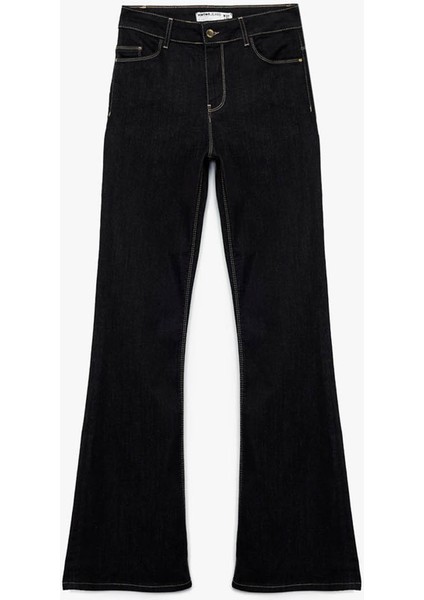 Flare Yüksek Bel Ispanyol Paça Koyu Indigo Kadın Jean Pantolon 6WAL40015MD