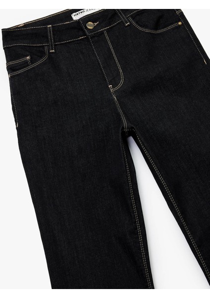 Flare Yüksek Bel Ispanyol Paça Koyu Indigo Kadın Jean Pantolon 6WAL40015MD modelleri