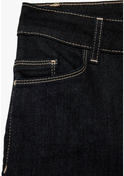 Flare Yüksek Bel Ispanyol Paça Koyu Indigo Kadın Jean Pantolon 6WAL40015MD fırsatları