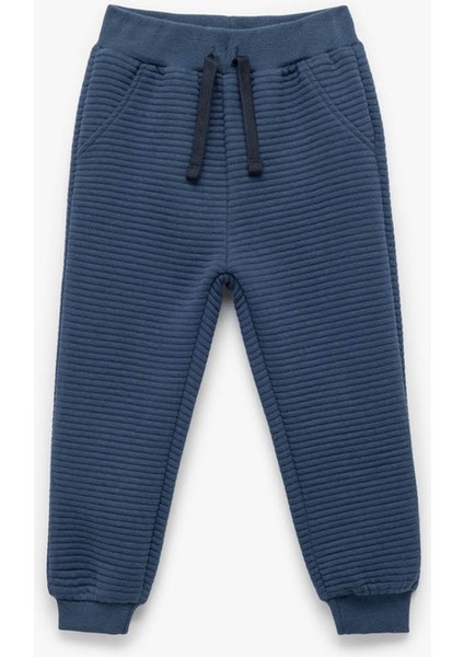Pamuklu Beli Bağcıklı Basic Jogger Mavi Erkek Bebek Eşofman Altı 6WMB40016TK