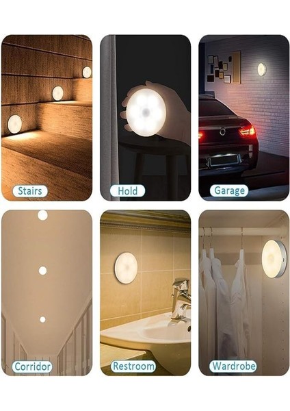 Çok Amaçlı Şarjlı Hareket Sensörlü LED Yuvarlak Lamba(Beyaz) fiyatları