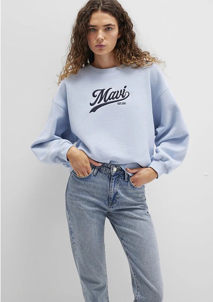 Mavi Logo Baskılı Mavi Sweatshirt 1S10419-70813 fırsatları