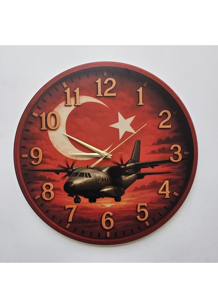 Askeri Uçak Temalı Duvar Saati Pilot - Havacı - Uçak Tutkunu