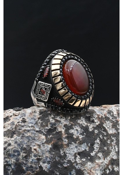 Kırmızı Akik Taşlı 925 Ayar Gümüş Yüzük 902208