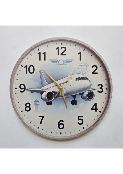 Yolcu Uçak Temalı Duvar Saati Pilot - Havacı - Uçak Tutkunu