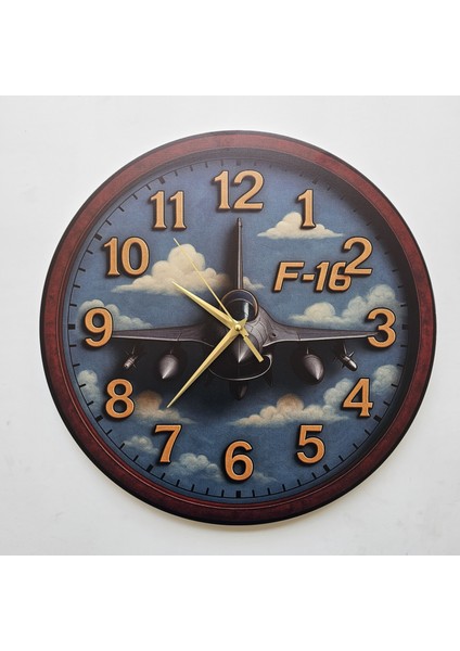 F-16 Jet Uçak Temalı Duvar Saati Pilot - Havacı - Uçak Tutkunu