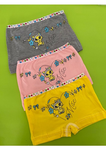 Kız Çocuk Elastan Baskılı Şort 6'lı Paket-Renkli fiyatları