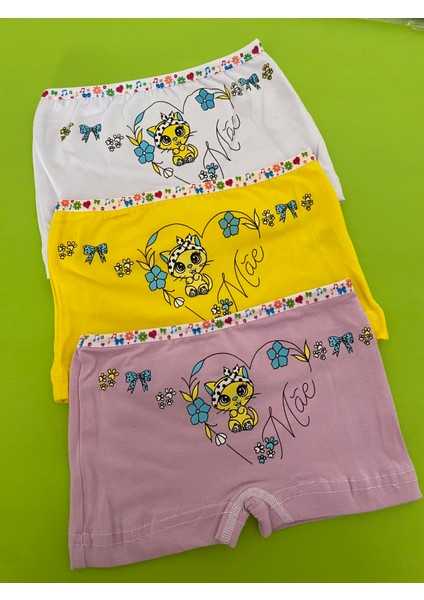 Kız Çocuk Elastan Baskılı Şort 6'lı Paket-Renkli modelleri