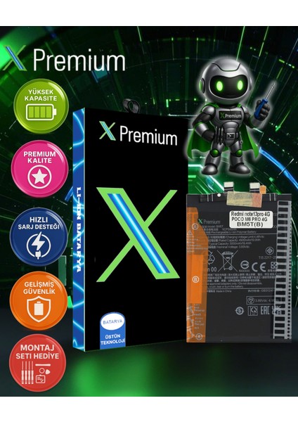 Xpremium Xiaomi Redmi Note 13 Pro (BM5T) Batarya – 4900 Mah Süper Yüksek Kapasiteli Güçlendirilmiş Pil