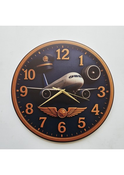Yolcu Uçak Temalı Duvar Saati Pilot - Havacı - Uçak Tutkunu