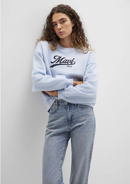 Mavi Logo Baskılı Mavi Sweatshirt 1S10419-70813 fiyatları