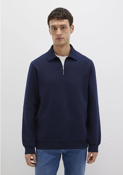 Erkek Lacivert M0S10414-86415 Yarım Fermuarlı Sweatshirt