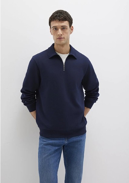 Erkek Lacivert M0S10414-86415 Yarım Fermuarlı Sweatshirt fırsatları