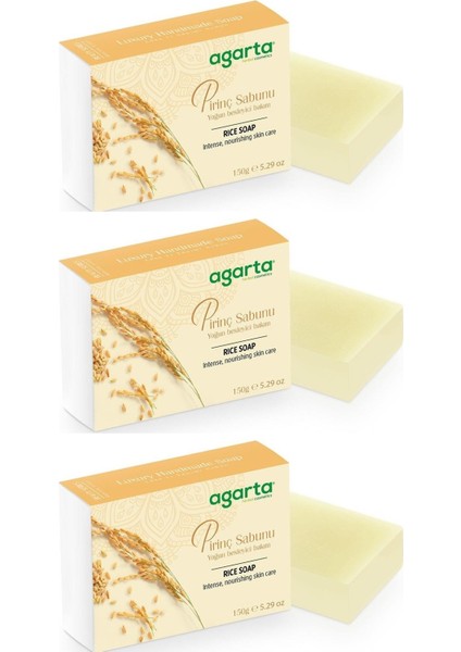 Doğal El Yapımı Cilt Beyazlatıcı Pirinç Sabunu 150 gr x 3 Adet