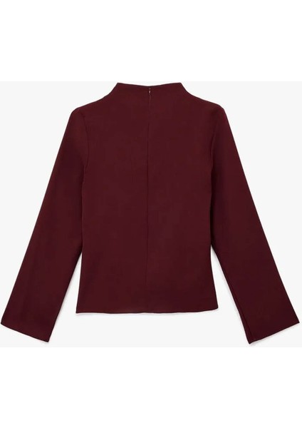 Düğüm Detaylı Dik Yaka Bordo Kadın Bluz 6WAK60021UW fiyatları