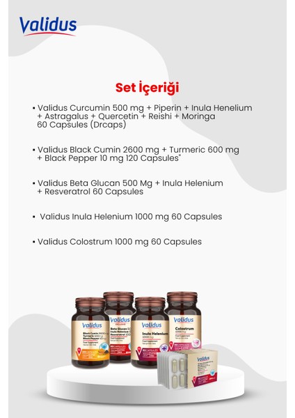 Longevity Vital Set - Curcumin - Black Cumin - Beta Glucan - Inula Helenium - Colostrum fiyatları