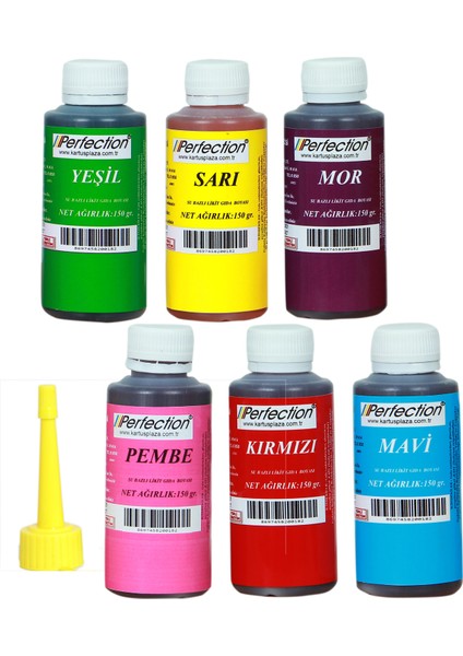 Chef 6'lı Sıvı Su Bazlı Likit Gıda Boyası Pembe Turuncu Sarı Kırmızı Mavi Yeşil 6 x 150 gr.