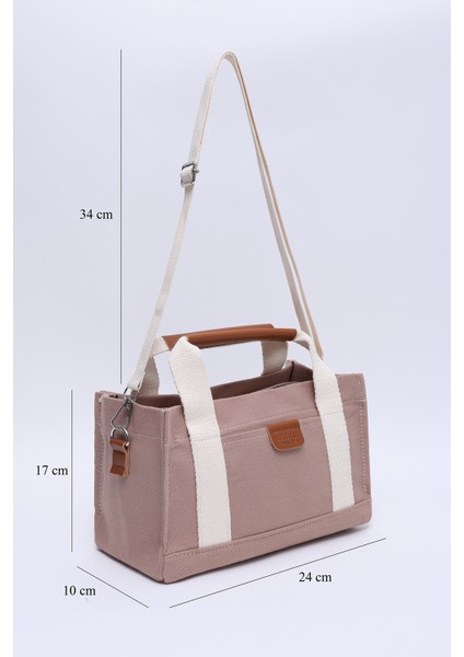 Koyu Vizon SHK138 2 Bölmeli Kanvas Kumaş Ayarlanabilir Askılı Fermuarlı El, Kol ve Omuz Çantası fiyatları