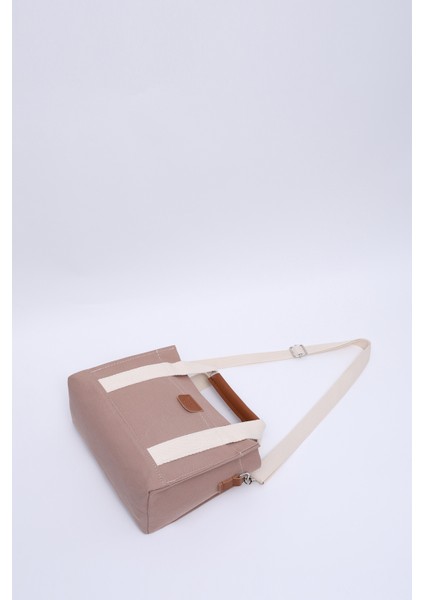 Koyu Vizon SHK138 2 Bölmeli Kanvas Kumaş Ayarlanabilir Askılı Fermuarlı El, Kol ve Omuz Çantası