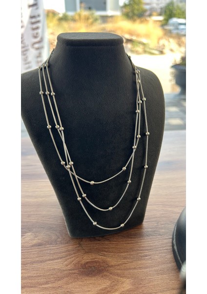 Çelik Üç Katlı Top Detaylı Kadın Kolye – Paslanmaz Çelik Zincir fırsatları