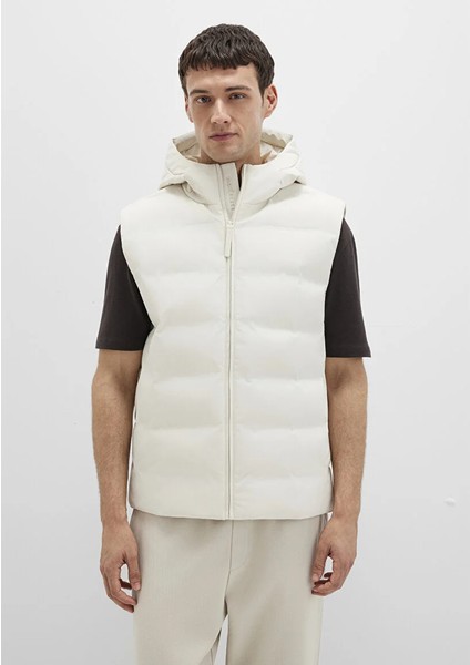 Kapüşonlu Ekru Şişme Yelek 0110619-70134