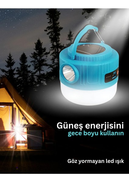 Kamp Lambası Solar Şarjlı El Feneri USB Type-C Şarj Çıkışlı Power Bank Özellikli fiyatları
