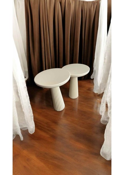 Krem Renk Masif Doğal Ahşap Yan Sehpa Seti – 2’li Zigon & Fiskos Modeli fiyatları