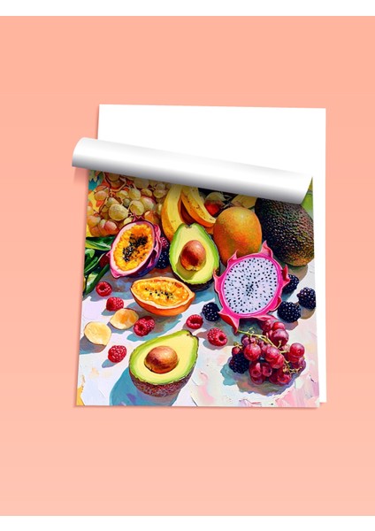 Çerçevesiz Poster, Tropikal Meyve Dilimleri Üstten Görünüm, Mutfak Dekoru Poster No: 110127 fiyatları