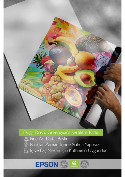 Çerçevesiz Poster, Tropikal Meyve Dilimleri Üstten Görünüm, Mutfak Dekoru Poster No: 110127