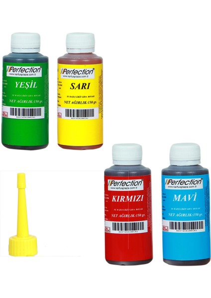 Chef 4'lü Sıvı Su Bazlı Likit Gıda Boyası Sarı Kırmızı Mavi Yeşil 4 x 150 gr.