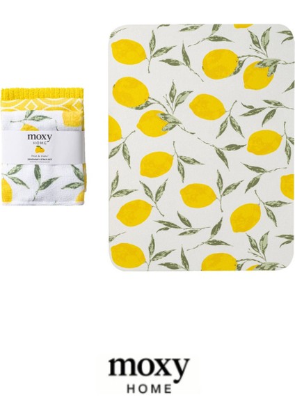 Sunshine Citrus - Limon Desenli Mikrofiber Temizlik Bezi 3'lü & Bulaşık Kurutma Matı Seti fiyatları