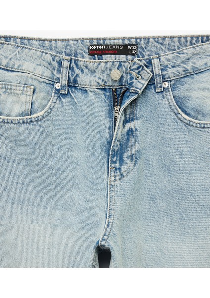 Normal Bel Pamuklu Vintage Straight Fit Jean Pantolon indirimleri