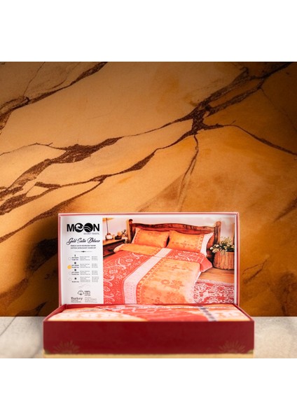 Premıum Kırmızı Turuncu Renk Pamuk Saten Çift Kişilik Nevresim Takımı Kutulu fiyatları