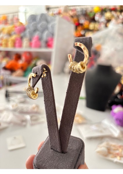 Paslanmaz Çelik Altın Kaplama Taşlı Halka Küpe – Kararmayan Şık Kadın Küpe fiyatları