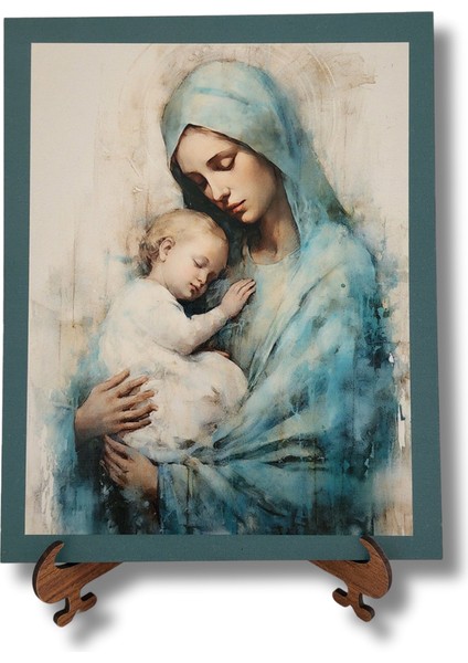 Meryem Ana ve Bebek Isa Ahşap Dekor