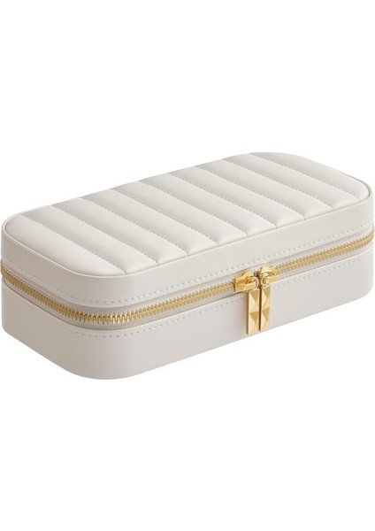 Portatif Takı Saklama Kutusu Deri Aynalı Yüzük, Küpe ve Kolye Organizeri