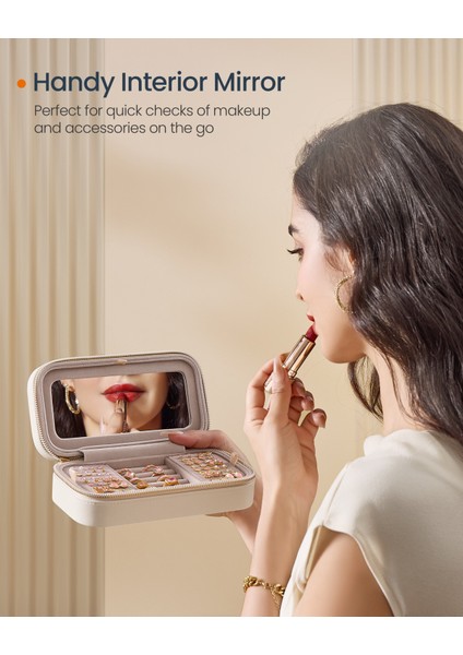 Portatif Takı Saklama Kutusu Deri Aynalı Yüzük, Küpe ve Kolye Organizeri indirimleri