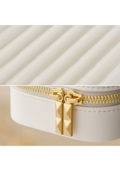 Portatif Takı Saklama Kutusu Deri Aynalı Yüzük, Küpe ve Kolye Organizeri