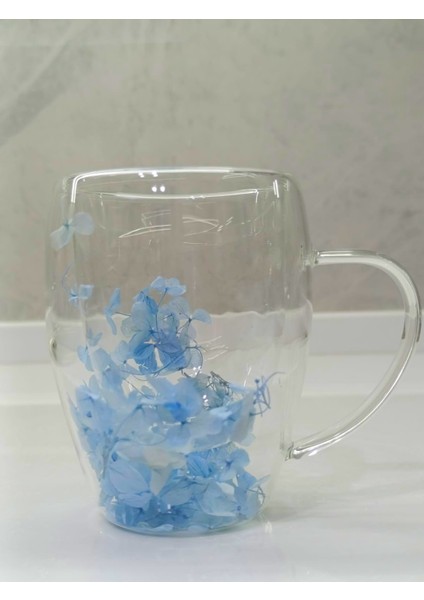 1 Adet Gerçekçi Çiçek Tasarım Çift Cidarlı Cam Kupa, Sıcak ve Soğuk Içecek Bardağı 350 ml modelleri