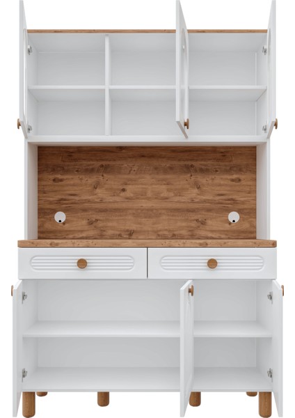 Rosa Kahve Köşesi - 140 cm Mdf Mutfak Dolabı - LED Aydınlatmalı