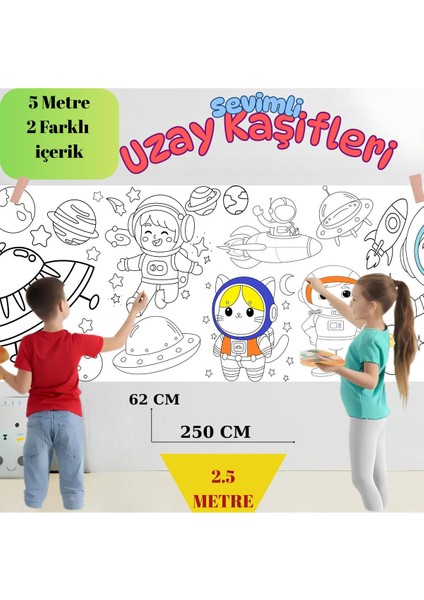 Uzay Kaşifleri Dinolar Iıı 2'li Paket 5 Metre Dev Boyama Kağıdı | Kırtasiye Doğal Oyun Hediye